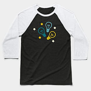 Smart Ideas - Lightbulbs with Stars Baseball T-Shirt